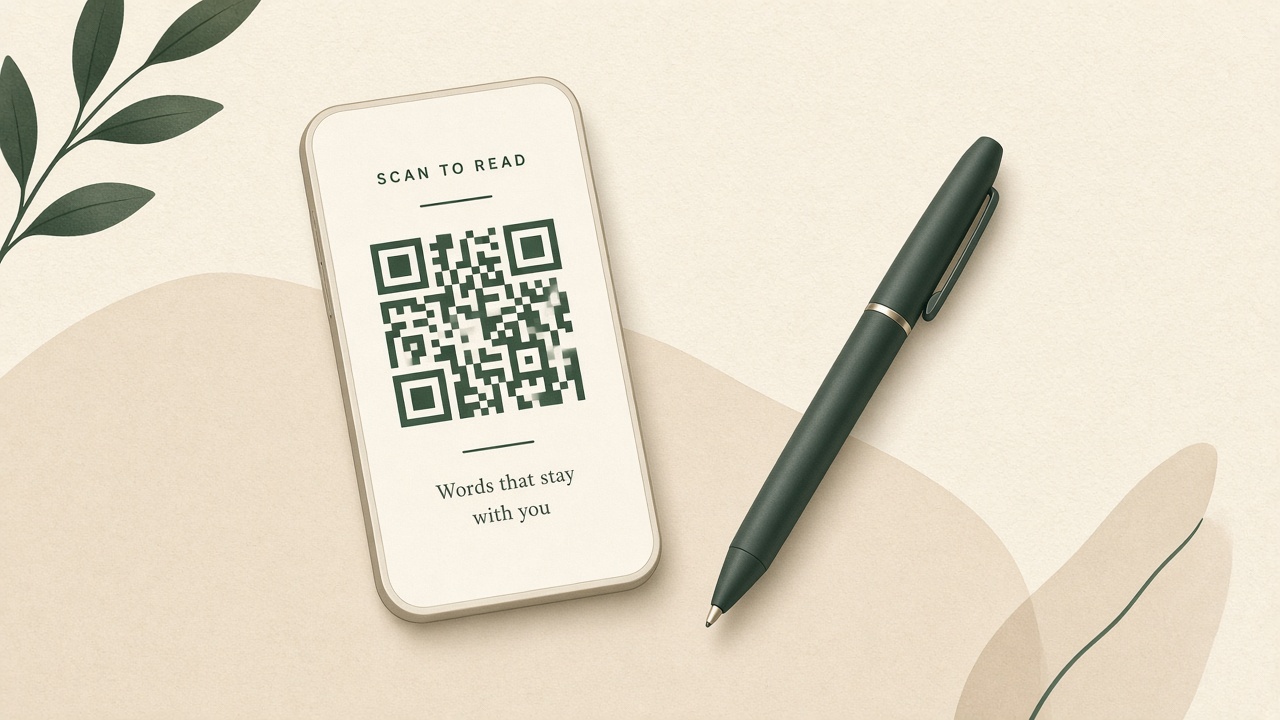 Phone scanning the LilyWrite QR sync code on the E Ink display